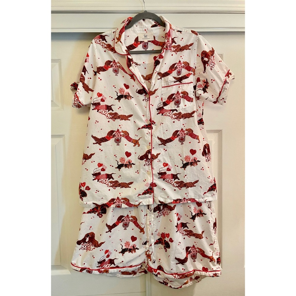 Print Fresh Organic Cotton Dog/Dachshund Hearts Love Pajama Shorts Set 1X